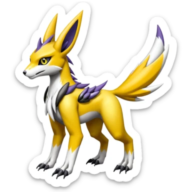 Meloetta-Wargreymon-Renamon-Sergal-Pokémon-Digimon-Fakémon-fusion-hybrid-creature sticker