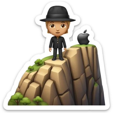 A 3D emoji of a person standing at the edge of a steep cliff in Apple style. The person faces forward, close to the edge, showing a sense of height and danger. Clean, glossy Apple-style rendering, isolated on white background.


 sticker