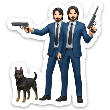 John Wick in full growth with a gun sticker