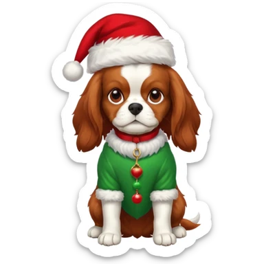 Cavalier King charles spaniel in christmas costume sticker