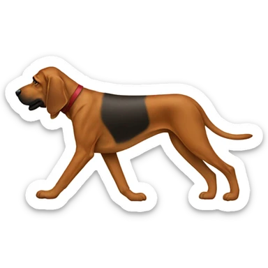 A bloodhound walking a human sticker