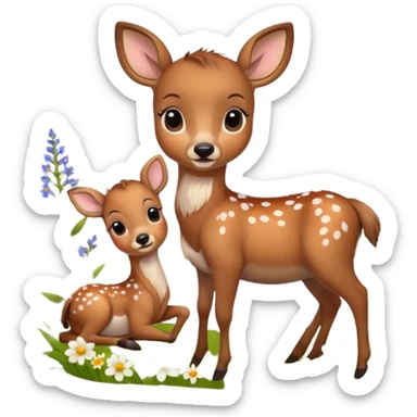 baby deer with flower sticker