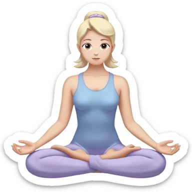 An abstract silhouette of a person in the lotus position (legs crossed, hands on knees). The figure is made in a soft blue color (#AED9E0), without facial detailing to emphasize versatility. Around the silhouette is a subtle lavender glow (#D4C1EC) in the form of a halo, symbolizing calm. sticker