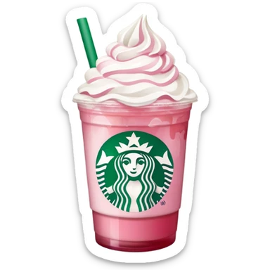 starbucks drink with pink liquid with ice and strawberries  sticker