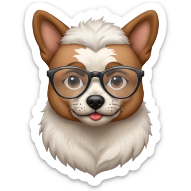 tattooed dog with heavy face tattooes and glassess, white sticker