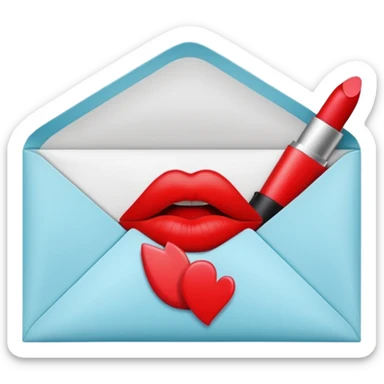 closed envelope with lipstick kiss print sticker