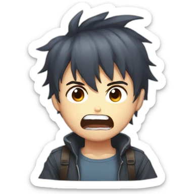 anime boy with angry face and angry teeth sticker