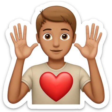 A guy making a heart with his hands sticker