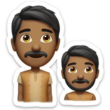 Indian boy fair colour with black eyes and black hair and little beard sticker