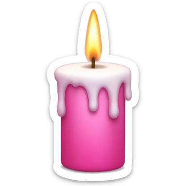 Pink candle with snow sticker
