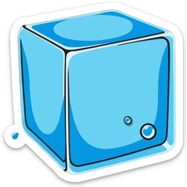 A shiny ice cube with small water droplets on the surface sticker