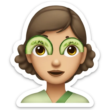 girl with cucumbers on her eyes eating sushi sticker