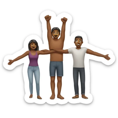 3 people making an x ​​with their arms sticker