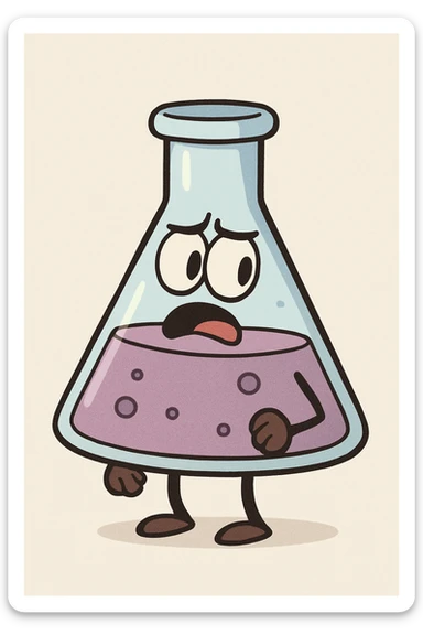 single triangular lab flask with liquid inside, modern flat style, no text, white background sticker