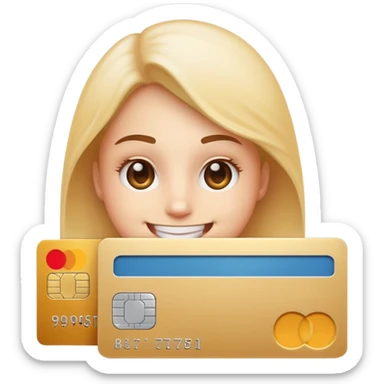 Smiling emoji with credit card and powder under credit card sticker