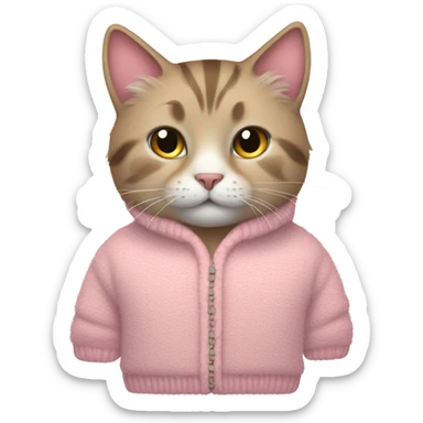 Cat in a pink fuzzy sweater sticker