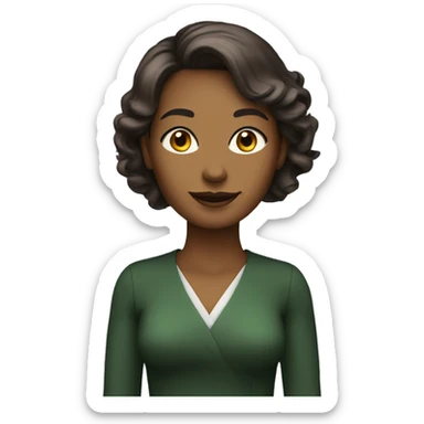 femme de 45 ans, coupe carré, cheveux noirs, yeux marrons/verts sticker