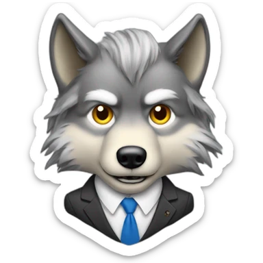 Donald Trump as a wolf with wig and suit sticker