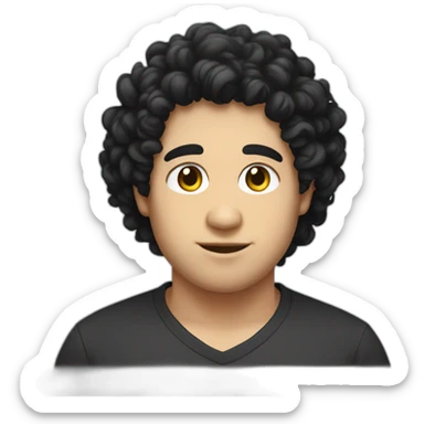 tech bro curly black hair chubby face sticker