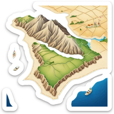 simple paper map of Sicily island, cartographic view, no buildings sticker