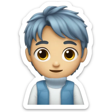 un niño pelo liso, corto y cafe con ojos azules sticker