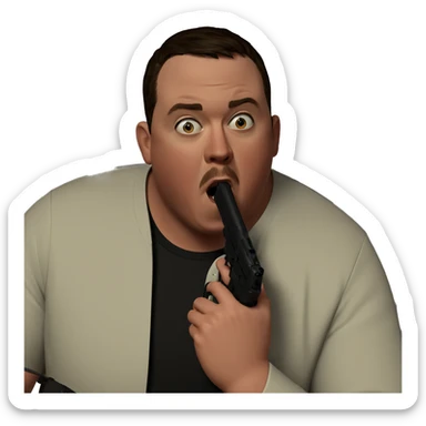 boy with gun indoors sticker