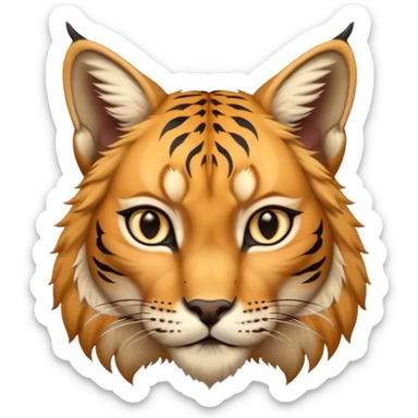 A high-resolution photo-realistic digital illustration of a majestic lynx, chest upward A high-resolution, photo-realistic digital illustration of a majestic young Eurasian lynx, shown from the shoulder upwards with tiger markings sticker