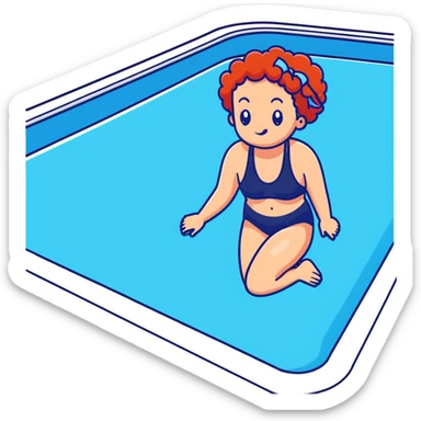 22-year-old white female athlete swimmer with curly red hair about to enter a pool sticker
