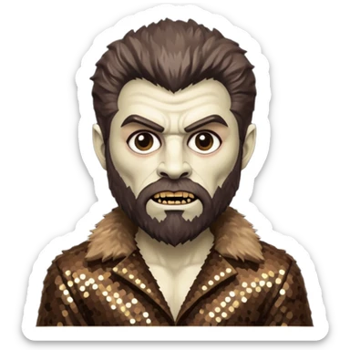 The Wolfman from Universal Monsters with brown fur, dark brown sequin outfit  sticker