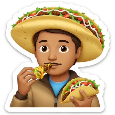 Man with no nose eating taco sticker