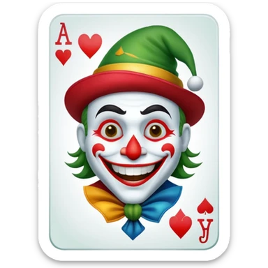 poker card with a funny jolly joker inside the card sticker