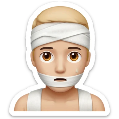 person with bandage and injury looking hurt sticker