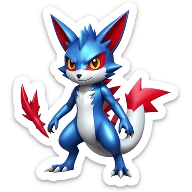 Cool Edgy Badass Shiny Futuristic Digimon-Sneasel-Zangoose-hybrid full body sticker