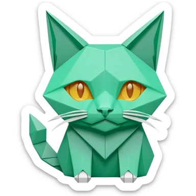 origami cat in color green mint rgb(168, 251, 211) sticker