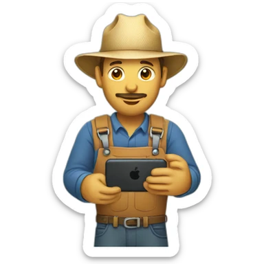 farmer holding smartphone sticker