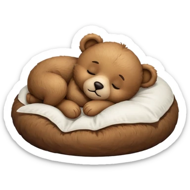 Cute teddy bear sleeping on a white pillow sticker