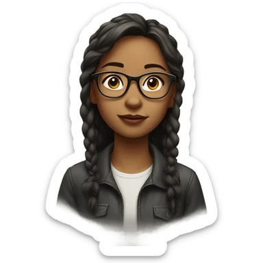 realistic portrait of girl with glasses sticker