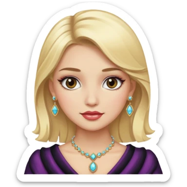 fancy blonde hair girl with makeup and jewellery sticker