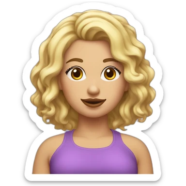 Chica gordita rubia pelo rizado con ropa lila sticker