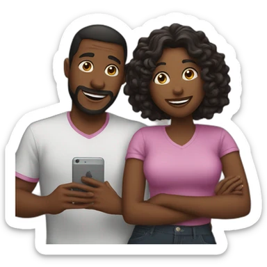 Couple doing video call sticker