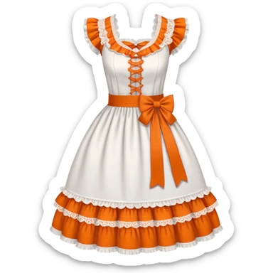 Lolita dress, white and orange sticker