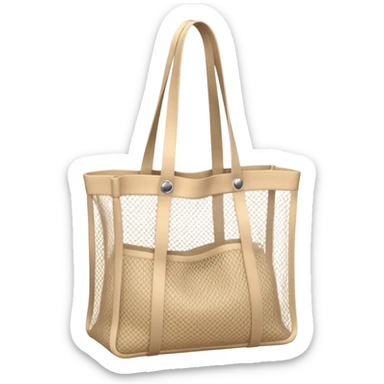 net bag,  mesh storage bag, tote bag, used for shopping, it has two knited handles as bag itself, it is empty inside of it just the shape of the bag sticker