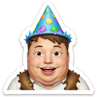 overweight elon musk partying with poop all over his mouth sticker