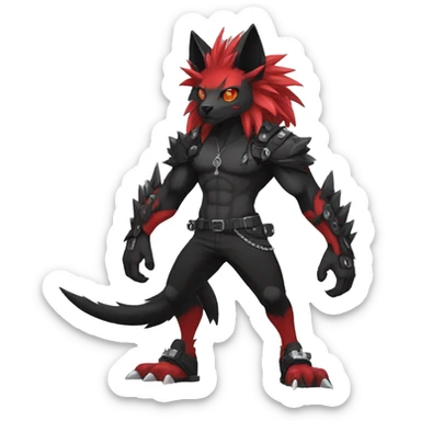 cool edgy black punk red animal hybrid Fakemon full body sticker