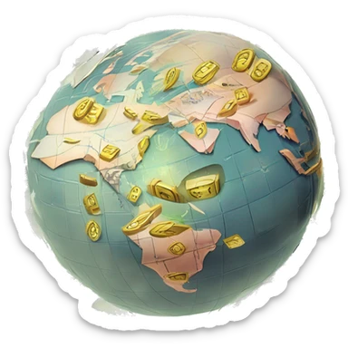 Emoji exchange currency  business  countain images of  currencies euro dollars pound russian currency and chiness currency  moving on world ball  sticker