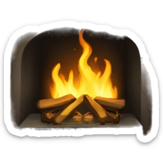 Winter christmas beige FirePlace sticker