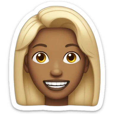 trans woman with big teeth, smirking sticker