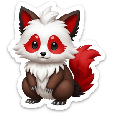 Cute cool white red dark-brown black animal hybrid Fakemon full body sticker