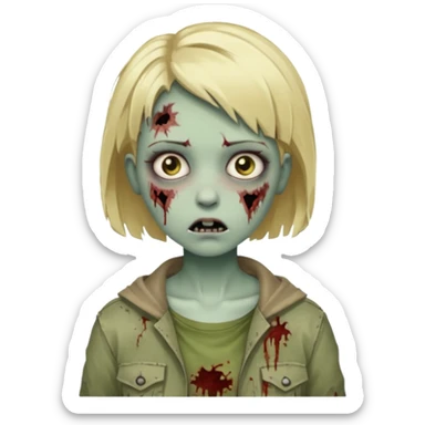 girl zombie with short blonde hair sticker