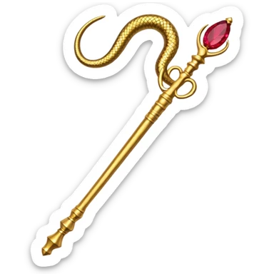Ancient Egyptian gold snake staff-scepter with ruby eyes  sticker